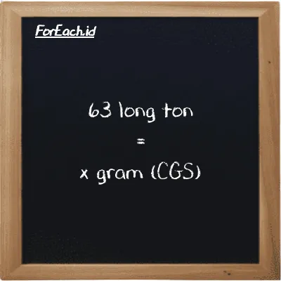 Example long ton to gram conversion (63 LT to g)