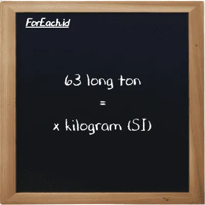 Example long ton to kilogram conversion (63 LT to kg)