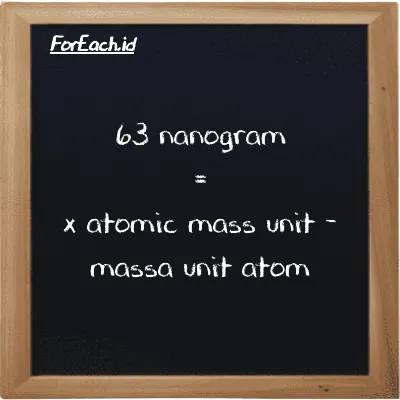 Example nanogram to atomic mass unit conversion (63 ng to amu)