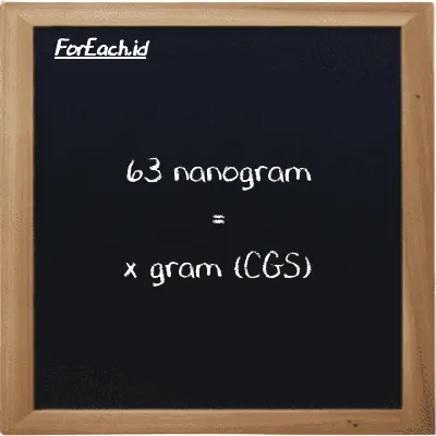 Example nanogram to gram conversion (63 ng to g)