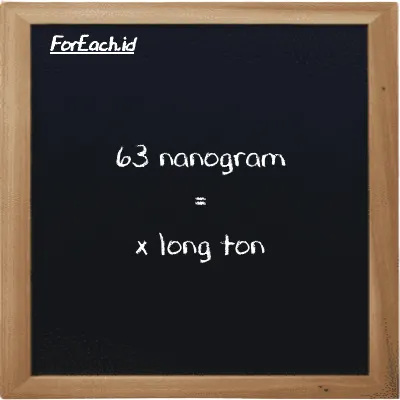 Example nanogram to long ton conversion (63 ng to LT)