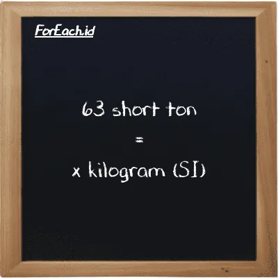 Example short ton to kilogram conversion (63 ST to kg)