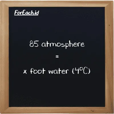 Example atmosphere to foot water (4<sup>o</sup>C) conversion (85 atm to ftH2O)