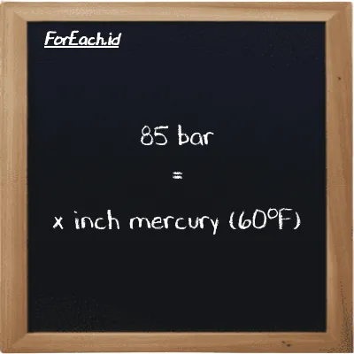 Example bar to inch mercury (60<sup>o</sup>F) conversion (85 bar to inHg)