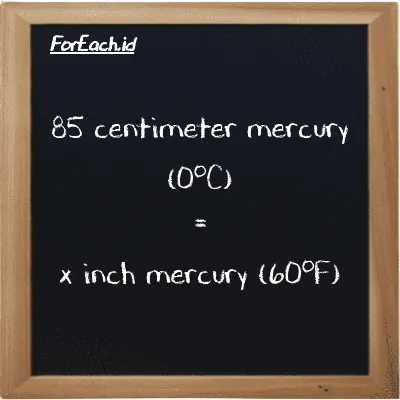 Example centimeter mercury (0<sup>o</sup>C) to inch mercury (60<sup>o</sup>F) conversion (85 cmHg to inHg)
