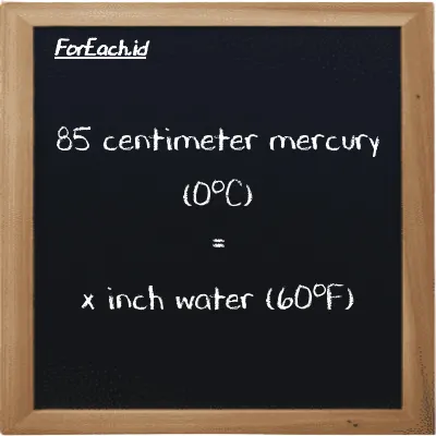 Example centimeter mercury (0<sup>o</sup>C) to inch water (60<sup>o</sup>F) conversion (85 cmHg to inH20)