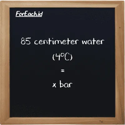 1 centimeter water (4<sup>o</sup>C) is equivalent to 0.00098064 bar (1 cmH2O is equivalent to 0.00098064 bar)