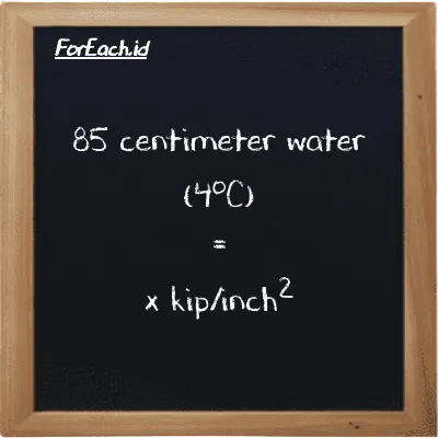 Example centimeter water (4<sup>o</sup>C) to kip/inch<sup>2</sup> conversion (85 cmH2O to ksi)