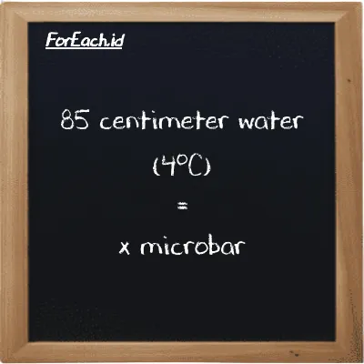 Example centimeter water (4<sup>o</sup>C) to microbar conversion (85 cmH2O to µbar)