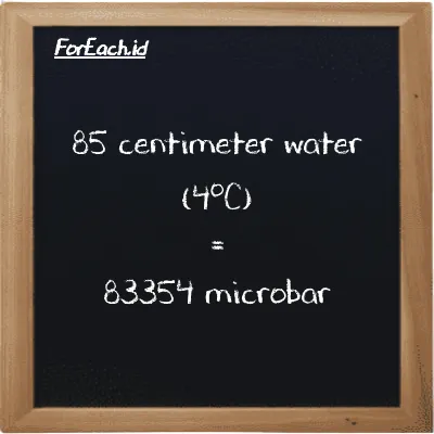 85 centimeter water (4<sup>o</sup>C) is equivalent to 83354 microbar (85 cmH2O is equivalent to 83354 µbar)
