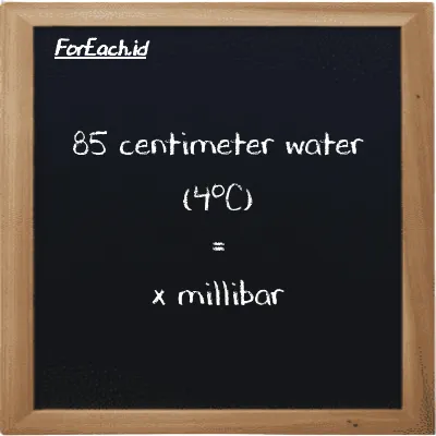 Example centimeter water (4<sup>o</sup>C) to millibar conversion (85 cmH2O to mbar)