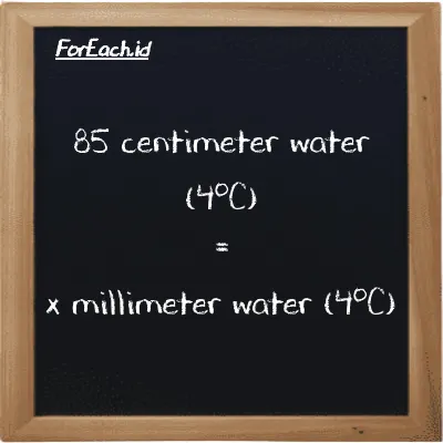 Example centimeter water (4<sup>o</sup>C) to millimeter water (4<sup>o</sup>C) conversion (85 cmH2O to mmH2O)