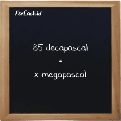 Example decapascal to megapascal conversion (85 daPa to MPa)