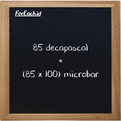 85 decapascal is equivalent to 8500 microbar (85 daPa is equivalent to 8500 µbar)