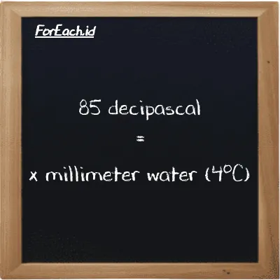 Example decipascal to millimeter water (4<sup>o</sup>C) conversion (85 dPa to mmH2O)