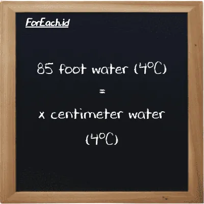 Example foot water (4<sup>o</sup>C) to centimeter water (4<sup>o</sup>C) conversion (85 ftH2O to cmH2O)