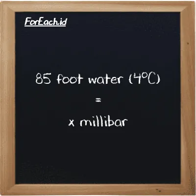Example foot water (4<sup>o</sup>C) to millibar conversion (85 ftH2O to mbar)