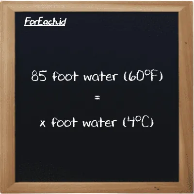 1 foot water (60<sup>o</sup>F) is equivalent to 0.99904 foot water (4<sup>o</sup>C) (1 ftH2O is equivalent to 0.99904 ftH2O)