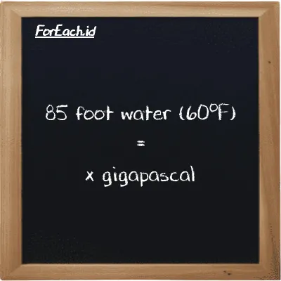 Example foot water (60<sup>o</sup>F) to gigapascal conversion (85 ftH2O to GPa)