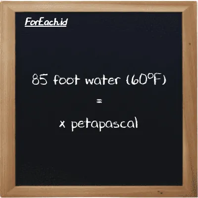 Example foot water (60<sup>o</sup>F) to petapascal conversion (85 ftH2O to PPa)