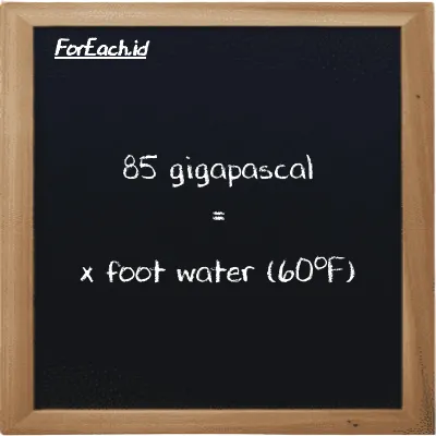 Example gigapascal to foot water (60<sup>o</sup>F) conversion (85 GPa to ftH2O)