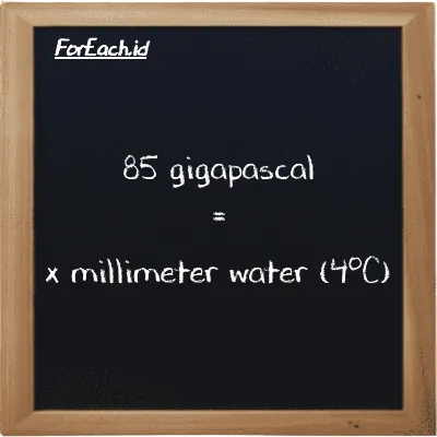 Example gigapascal to millimeter water (4<sup>o</sup>C) conversion (85 GPa to mmH2O)