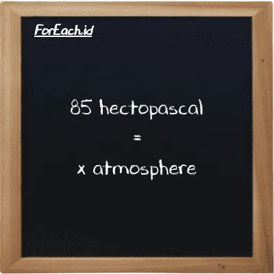 Example hectopascal to atmosphere conversion (85 hPa to atm)