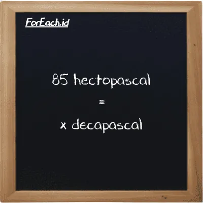 Example hectopascal to decapascal conversion (85 hPa to daPa)
