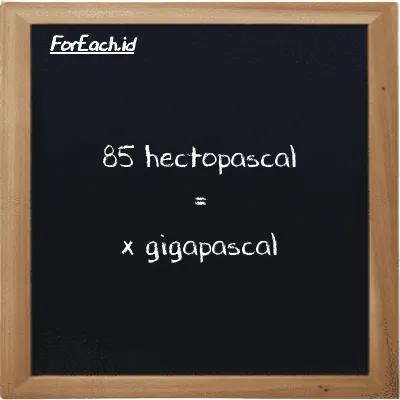 Example hectopascal to gigapascal conversion (85 hPa to GPa)