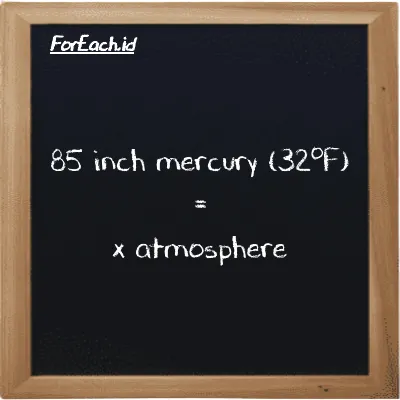 Example inch mercury (32<sup>o</sup>F) to atmosphere conversion (85 inHg to atm)