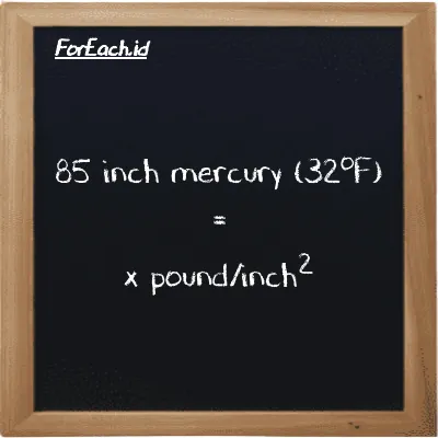 Example inch mercury (32<sup>o</sup>F) to pound/inch<sup>2</sup> conversion (85 inHg to psi)