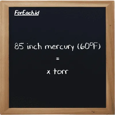 Example inch mercury (60<sup>o</sup>F) to torr conversion (85 inHg to torr)