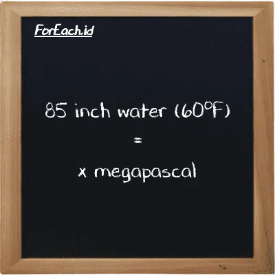 Example inch water (60<sup>o</sup>F) to megapascal conversion (85 inH20 to MPa)