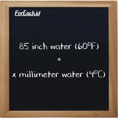 Example inch water (60<sup>o</sup>F) to millimeter water (4<sup>o</sup>C) conversion (85 inH20 to mmH2O)