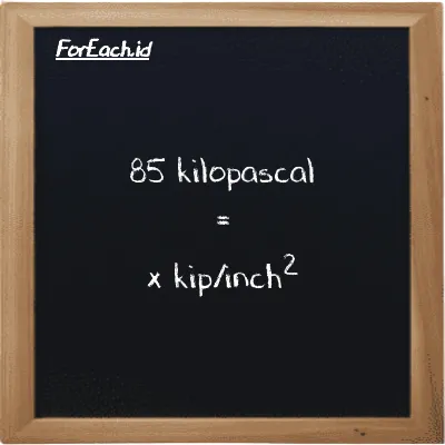 Example kilopascal to kip/inch<sup>2</sup> conversion (85 kPa to ksi)