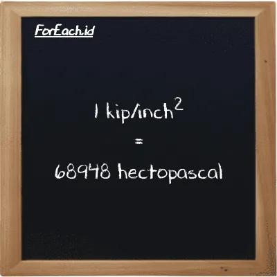 1 kip/inch<sup>2</sup> is equivalent to 68948 hectopascal (1 ksi is equivalent to 68948 hPa)