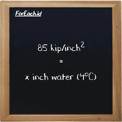 1 kip/inch<sup>2</sup> is equivalent to 27681 inch water (4<sup>o</sup>C) (1 ksi is equivalent to 27681 inH2O)