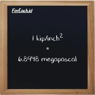 1 kip/inch<sup>2</sup> is equivalent to 6.8948 megapascal (1 ksi is equivalent to 6.8948 MPa)