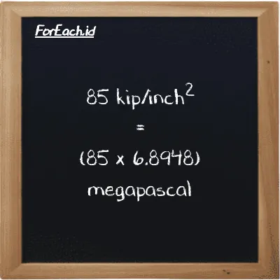 How to convert kip/inch<sup>2</sup> to megapascal: 85 kip/inch<sup>2</sup> (ksi) is equivalent to 85 times 6.8948 megapascal (MPa)