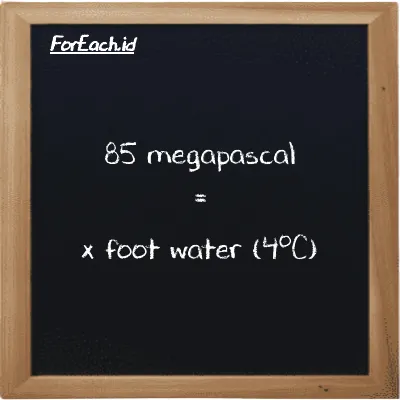 Example megapascal to foot water (4<sup>o</sup>C) conversion (85 MPa to ftH2O)