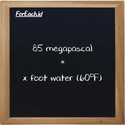 Example megapascal to foot water (60<sup>o</sup>F) conversion (85 MPa to ftH2O)