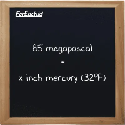 Example megapascal to inch mercury (32<sup>o</sup>F) conversion (85 MPa to inHg)