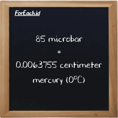 85 microbar is equivalent to 0.0063755 centimeter mercury (0<sup>o</sup>C) (85 µbar is equivalent to 0.0063755 cmHg)