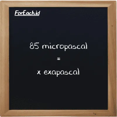 1 micropascal is equivalent to 1e-24 exapascal (1 µPa is equivalent to 1e-24 EPa)