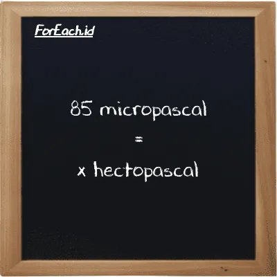 Example micropascal to hectopascal conversion (85 µPa to hPa)