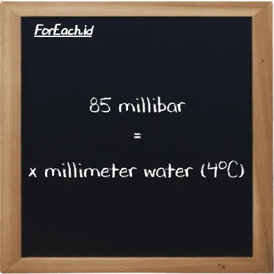 Example millibar to millimeter water (4<sup>o</sup>C) conversion (85 mbar to mmH2O)