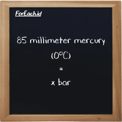 Example millimeter mercury (0<sup>o</sup>C) to bar conversion (85 mmHg to bar)