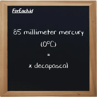 Example millimeter mercury (0<sup>o</sup>C) to decapascal conversion (85 mmHg to daPa)