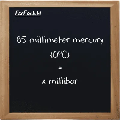 Example millimeter mercury (0<sup>o</sup>C) to millibar conversion (85 mmHg to mbar)