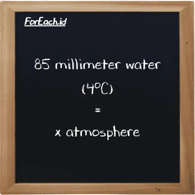 Example millimeter water (4<sup>o</sup>C) to atmosphere conversion (85 mmH2O to atm)
